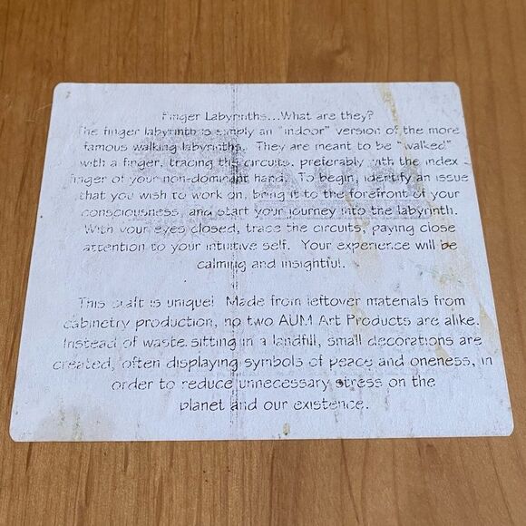 AUM Wood Products Large Finger Labyrinth Mindfulness Meditation Awakening Prayer - Picture 6 of 9